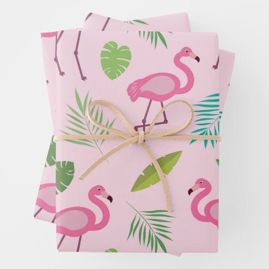 Rosa Flamingo-Muster mit tropischen Blätter (Beispiel)