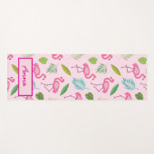 Rosa Flamingo-Muster mit tropischen Blättern indiv Yogamatte (Vorderseite (Horizontal))