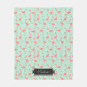 Rosa Flamingo-Muster mit Vornamen Fleecedecke (Vorderseite)