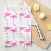 Rosa Flamingo-Muster | Monogramm Küchentuch (Viertel Falte)