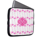 Rosa Flamingo-Muster | Monogramm Laptopschutzhülle (Vorne Rechts)