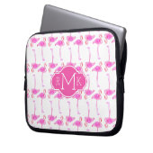 Rosa Flamingo-Muster | Monogramm Laptopschutzhülle (Vorderseite Links)