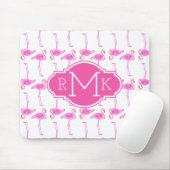 Rosa Flamingo-Muster | Monogramm Mousepad (Mit Mouse)