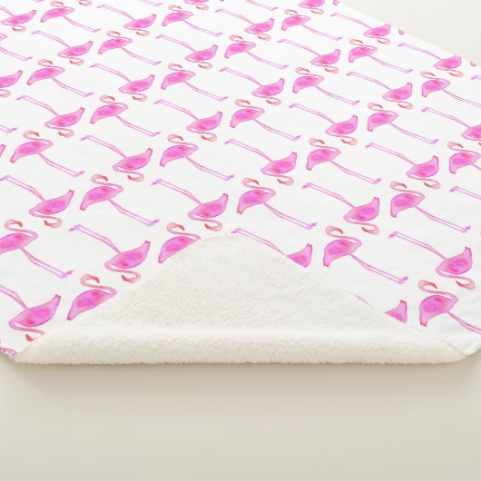 Rosa Flamingo-Muster Sherpadecke (3/4)