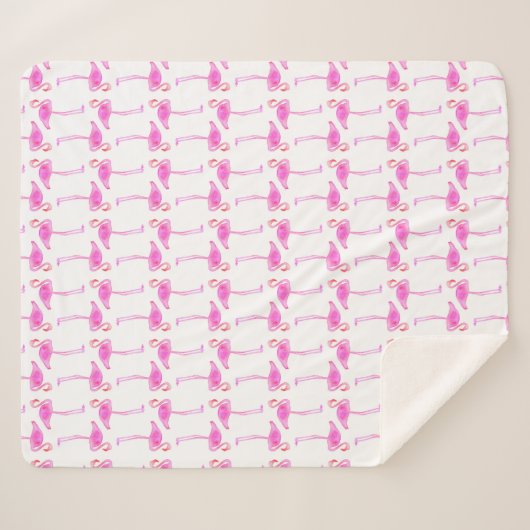 Rosa Flamingo-Muster Sherpadecke (Vorderseite (Horizontal))