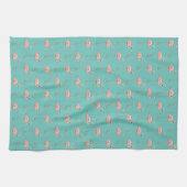 Rosa Flamingo-Muster tropische Retro-Pick Farbe Geschirrtuch (Horizontal)