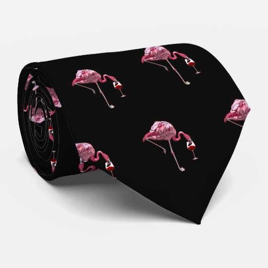 Rosa Flamingo-Muster Weinliebhaber Süß Krawatte (Gerollt)