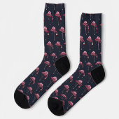 Rosa Flamingo-Muster-Weintrinker Lustige Neuheit Socken (Linkes Detail)