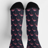 Rosa Flamingo-Muster-Weintrinker Lustige Neuheit Socken (Oben)