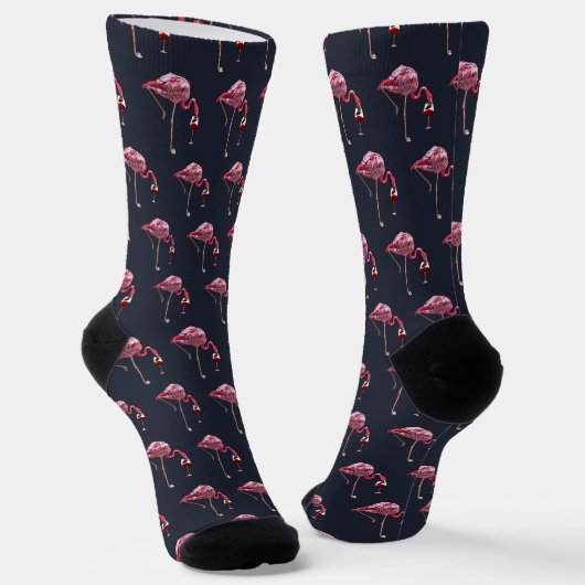 Rosa Flamingo-Muster-Weintrinker Lustige Neuheit Socken (Gewinkelt)