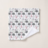 Rosa Flamingo nahtlose Muster Blume, Blätter Badhandtuch Set (Waschlappen)