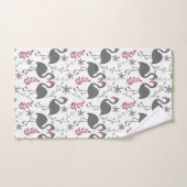 Rosa Flamingo nahtlose Muster Blume, Blätter Badhandtuch Set (Handtuch)