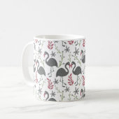 Rosa Flamingo nahtlose Muster Blume, Blätter Kaffeetasse (Vorderseite Links)