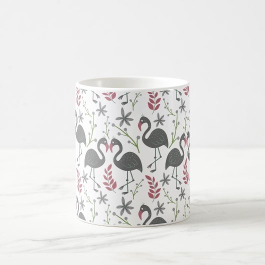 Rosa Flamingo nahtlose Muster Blume, Blätter Kaffeetasse (Mittel)