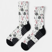 Rosa Flamingo nahtlose Muster Blume, Blätter wra Socken (Links)