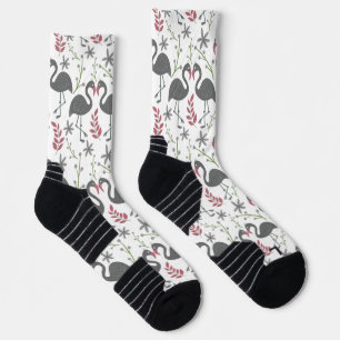 Rosa Flamingo nahtlose Muster Blume, Blätter wra Socken