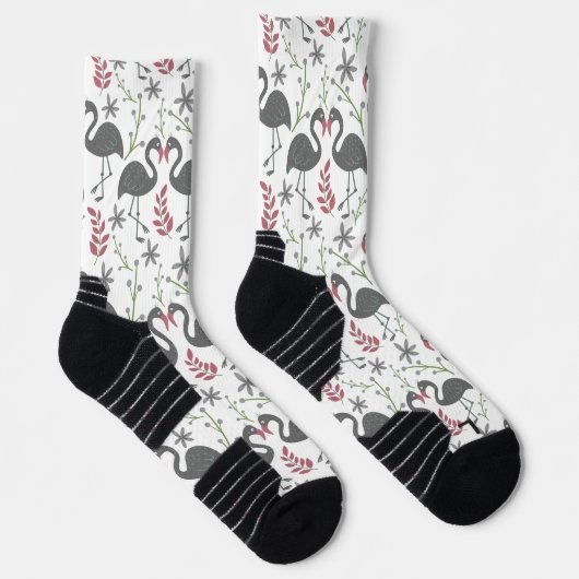 Rosa Flamingo nahtlose Muster Blume, Blätter wra Socken (Rechts)