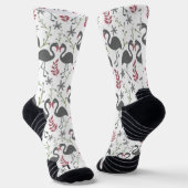 Rosa Flamingo nahtlose Muster Blume, Blätter wra Socken (Gewinkelt)