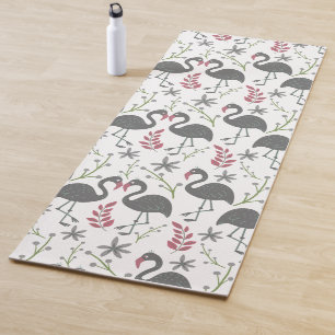 Rosa Flamingo nahtlose Muster Blume, Blätter Yogamatte