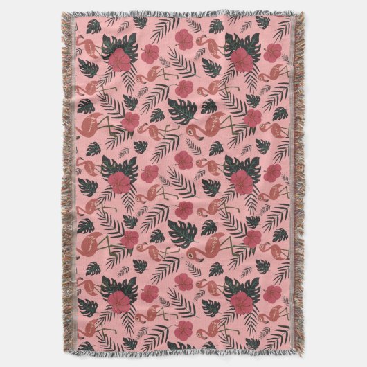 Rosa Flamingo nahtlose Muster Blume und Blätter Decke (Vorderseite Vertikal)