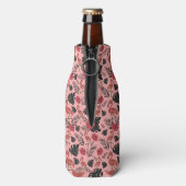 Rosa Flamingo nahtlose Muster Blume und Blätter Flaschenkühler (Flasche Rückseite)