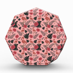 Rosa Flamingo nahtlose Muster Blume und Blätter Fotoblock