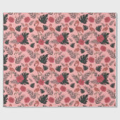 Rosa Flamingo nahtlose Muster Blume und Blätter Geschenkpapier (Flach)