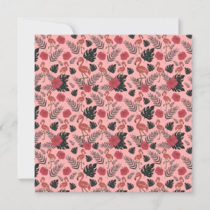 Rosa Flamingo nahtlose Muster Blume und Blätter Karte
