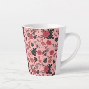 Rosa Flamingo nahtlose Muster Blume und Blätter Milchtasse