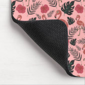 Rosa Flamingo nahtlose Muster Blume und Blätter Mousepad (Ecke)