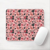 Rosa Flamingo nahtlose Muster Blume und Blätter Mousepad (Mit Mouse)
