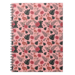 Rosa Flamingo nahtlose Muster Blume und Blätter Notizblock