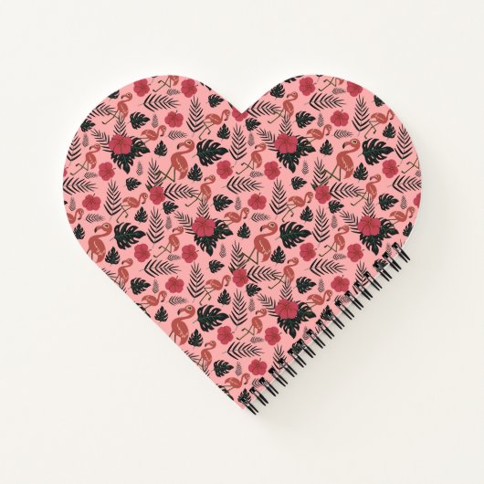 Rosa Flamingo nahtlose Muster Blume und Blätter Notizblock (Rückseite)