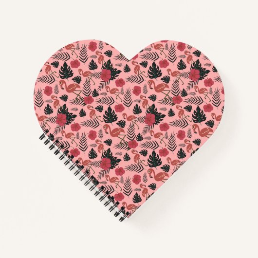 Rosa Flamingo nahtlose Muster Blume und Blätter Notizblock (Vorderseite)