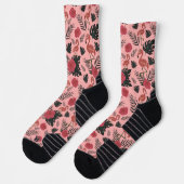 Rosa Flamingo nahtlose Muster Blume und Blätter Socken (Links)