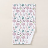 Rosa Flamingo nahtloses Muster auf weißem Hintergr Badhandtuch Set (Handtuch)