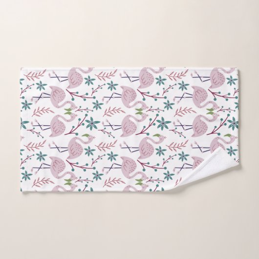 Rosa Flamingo nahtloses Muster auf weißem Hintergr Badhandtuch Set (Handtuch)