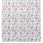 Rosa Flamingo nahtloses Muster auf weißem Hintergr Duschvorhang (Vorderseite)