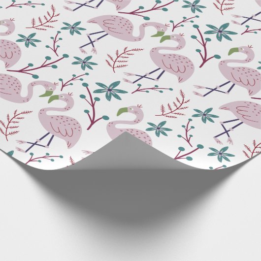 Rosa Flamingo nahtloses Muster auf weißem Hintergr Geschenkpapier (Ecke)