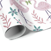 Rosa Flamingo nahtloses Muster auf weißem Hintergr Geschenkpapier (Rolleneckpunkt)