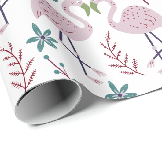 Rosa Flamingo nahtloses Muster auf weißem Hintergr Geschenkpapier (Rolleneckpunkt)