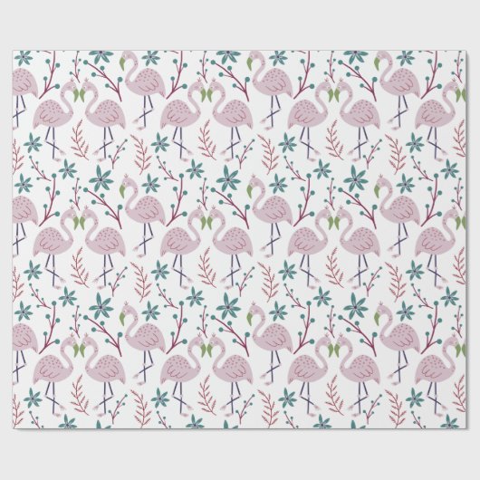 Rosa Flamingo nahtloses Muster auf weißem Hintergr Geschenkpapier (Flach)