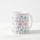 Rosa Flamingo nahtloses Muster auf weißem Hintergr Kaffeetasse (VorderseiteRechts)