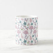 Rosa Flamingo nahtloses Muster auf weißem Hintergr Kaffeetasse (Mittel)
