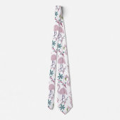 Rosa Flamingo nahtloses Muster auf weißem Hintergr Krawatte (Rückseite)