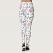 Rosa Flamingo nahtloses Muster auf weißem Hintergr Leggings (Rückseite)
