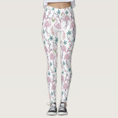 Rosa Flamingo nahtloses Muster auf weißem Hintergr Leggings (Vorderseite)