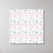 Rosa Flamingo nahtloses Muster auf weißem Hintergr Leinwanddruck (Vorderseite)