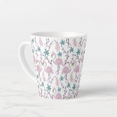 Rosa Flamingo nahtloses Muster auf weißem Hintergr Milchtasse (Linke Ecke)
