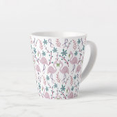 Rosa Flamingo nahtloses Muster auf weißem Hintergr Milchtasse (Rechte Ecke)